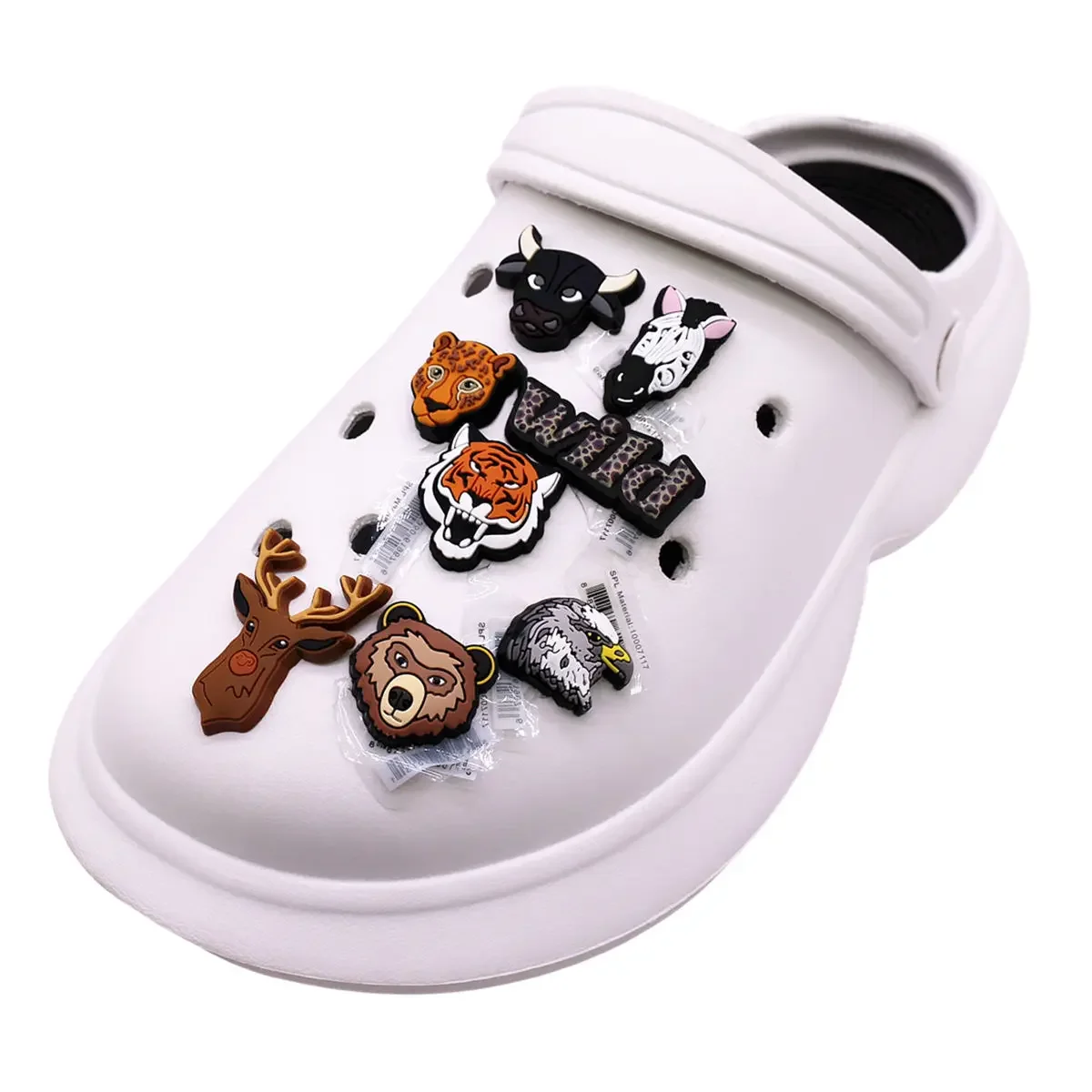 3 Pack Original Animal World PVC Shoe Charms Wild Beast Portrait Upper Decorations Clogs Pins Sandals Accessories Fit Kids Gifts