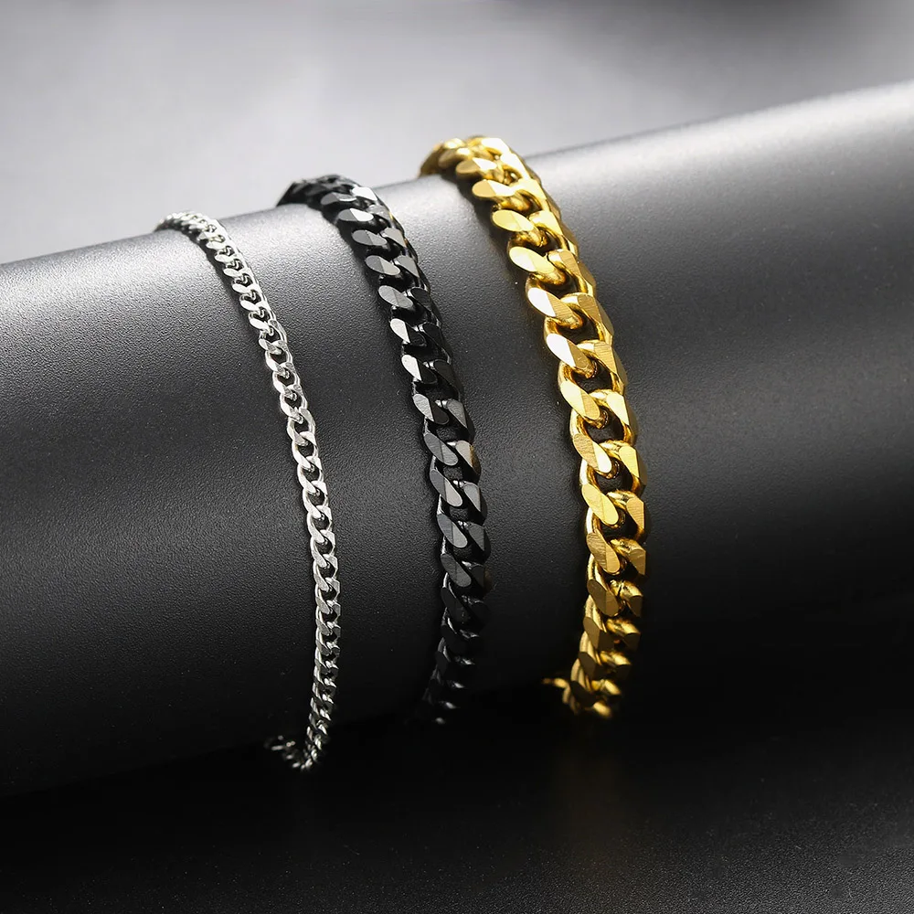 ZHOUYANG Mens Bracelets Hip Pop Punk Stainless Steel Chunky Miami Cuban Link Chain Men Bracelet Homme Gold Color Jewelry C040