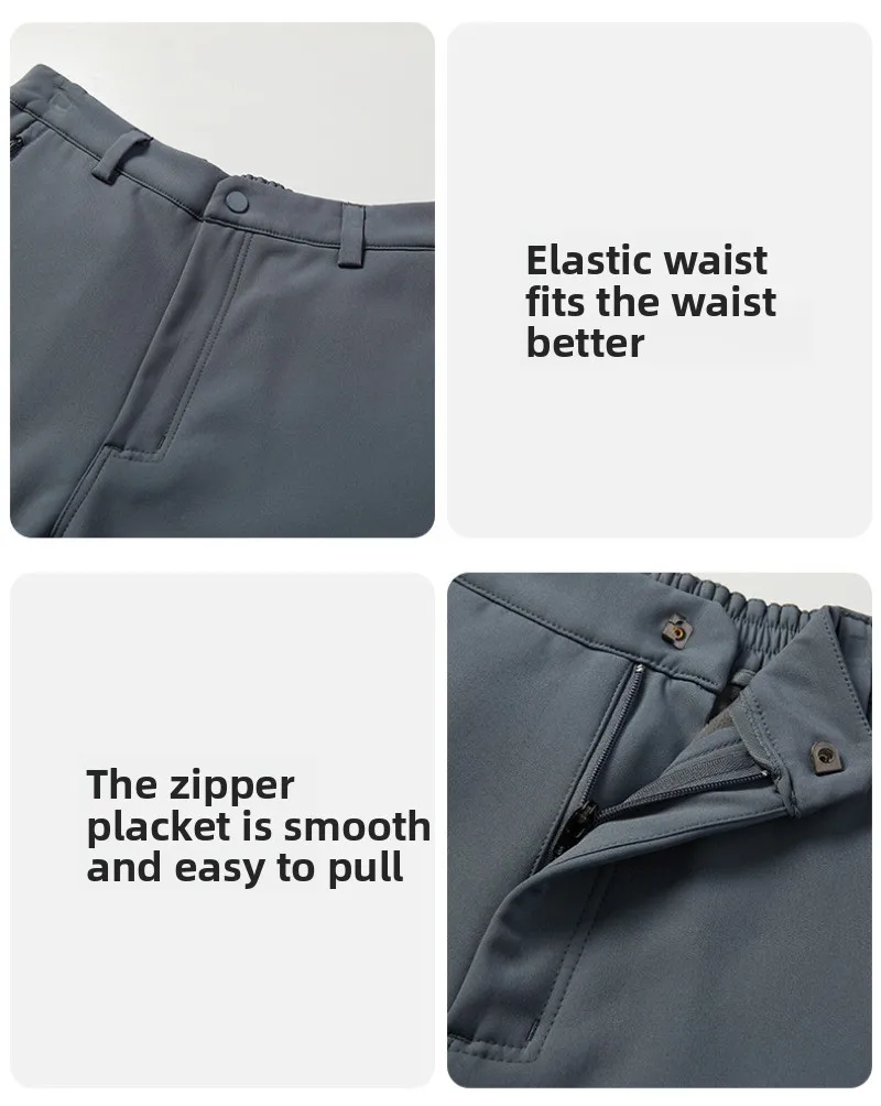 Men's Hiking Pants Women Outdoor Trekking Trousers, Water-Resistant Breathable Softshell Pants, Fleece-Lined Thickened Casual