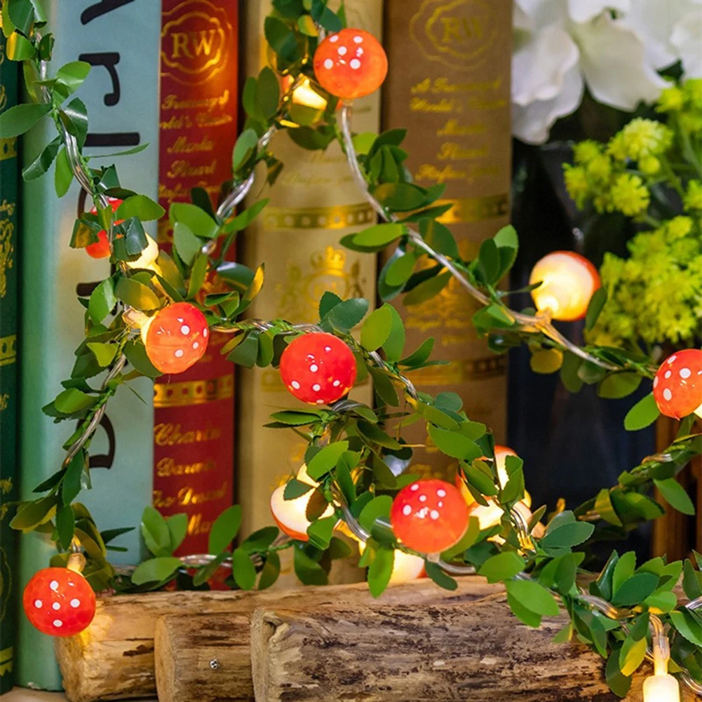 Mushroom String Lights with Button Control Mode Easter LED Light, Farmhouse Egg String Lights, Decorações para Jardim