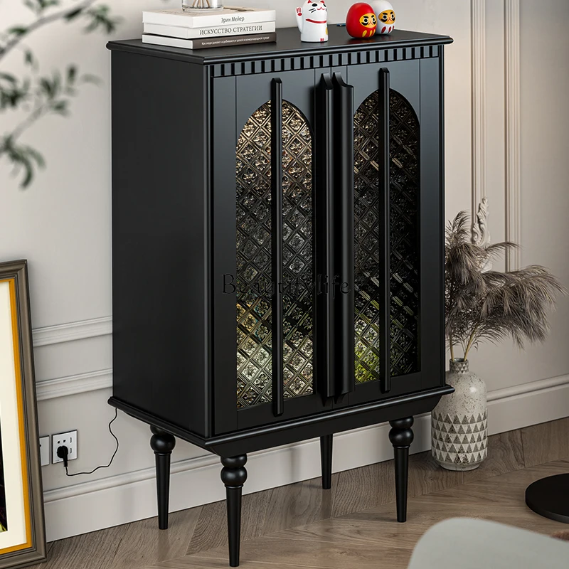 

French retro solid wood edge cabinet storage cabinet