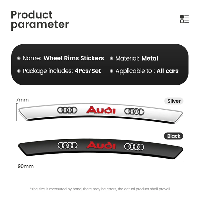 For Audi A3 A4 A5 A6 A7 A8 Q1 Q2 Q3 Q4 Q5 Q6 Q7 Q8 TT RS6 S5 B9 3D Styling Auto Wheel Rims Brow Aluminum Sticker Car Accessories