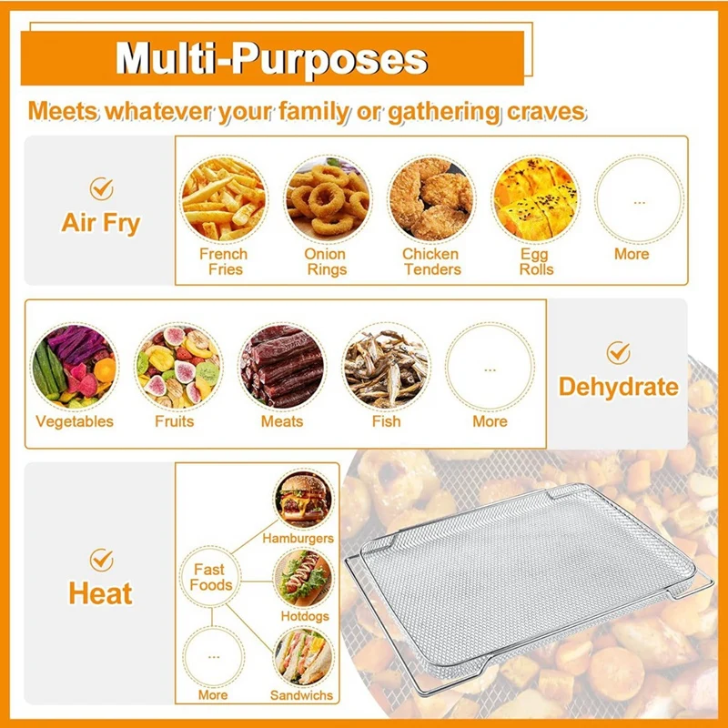 استبدال سلة القلي الهوائية لفرن Breville الذكي مقلاة الهواء Pro BOV900BSS، سلة شبكية BOV900 فرن القلي الهوائي الذكي، 3 قطع متينة