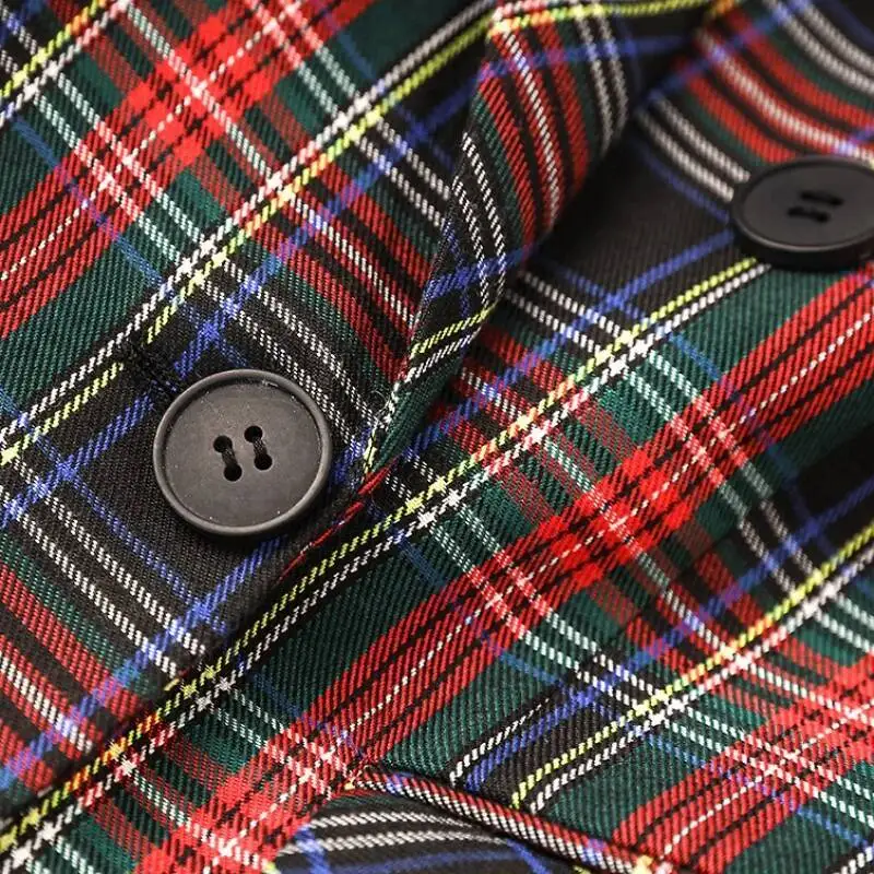 LEOSOXS Vintage Plaid Women's Blazers Double-breasted Formal Jackets Long Sleeves Lapel Outerwear Office Lady Suit Coats Autumn