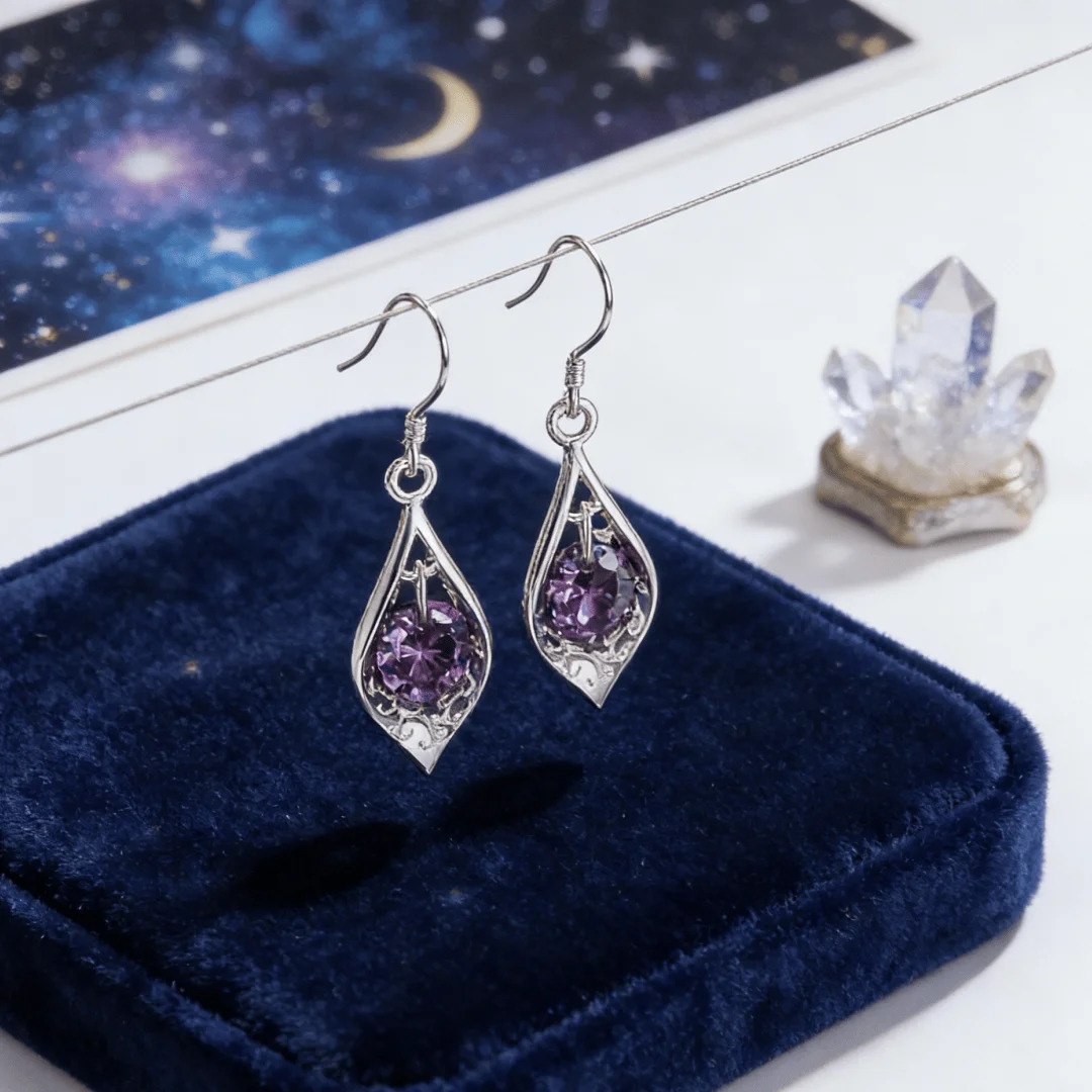 

Новые серьги из стерлингового серебра 925 пробы с аметистом и ракушкой для женщин, модные украшения в стиле стритвир, подарки на свадьбу и помолвку