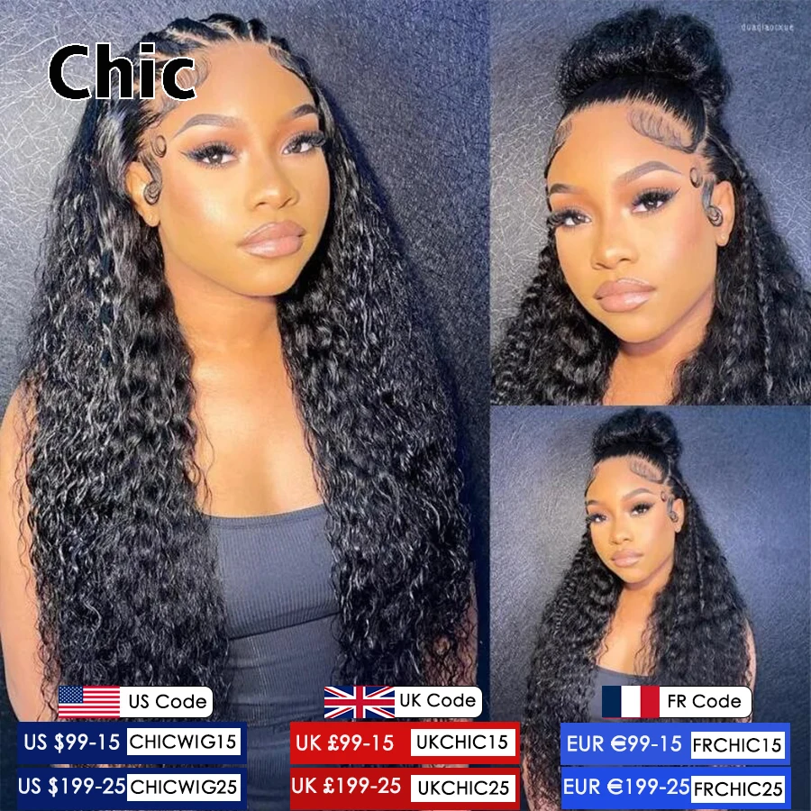Chic Double Drawn 13x6 HD Lace Front Human Hair Wigs Glueless 260% Density Burmese Deep Curly 5x5 Lace Closure Wigs Pre Plucked