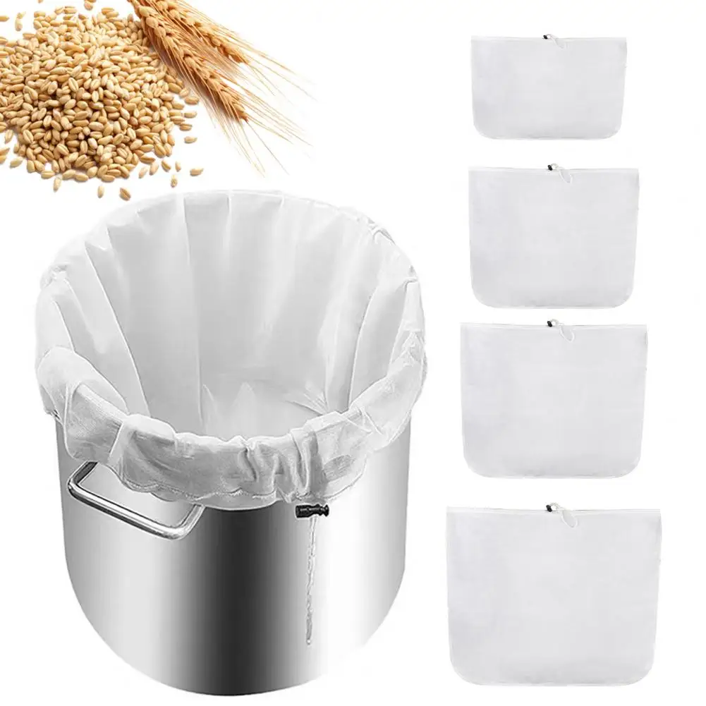 Replaceable Brewing Bags Reusable Fine Mesh Strainer Bags for Home Brewing Hops Grains Fruit Wine Beer Making Brewing Filter