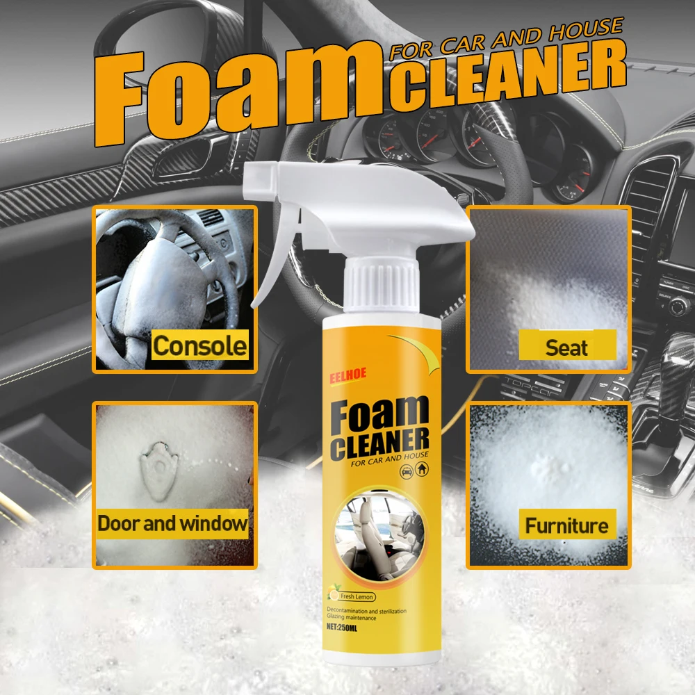 3PC Multifunctional Foam Cleaner Leather Seat Cleaner Leather Seat Foam Cleaner Car Interior Stain Remover Spray FoamMaintenance