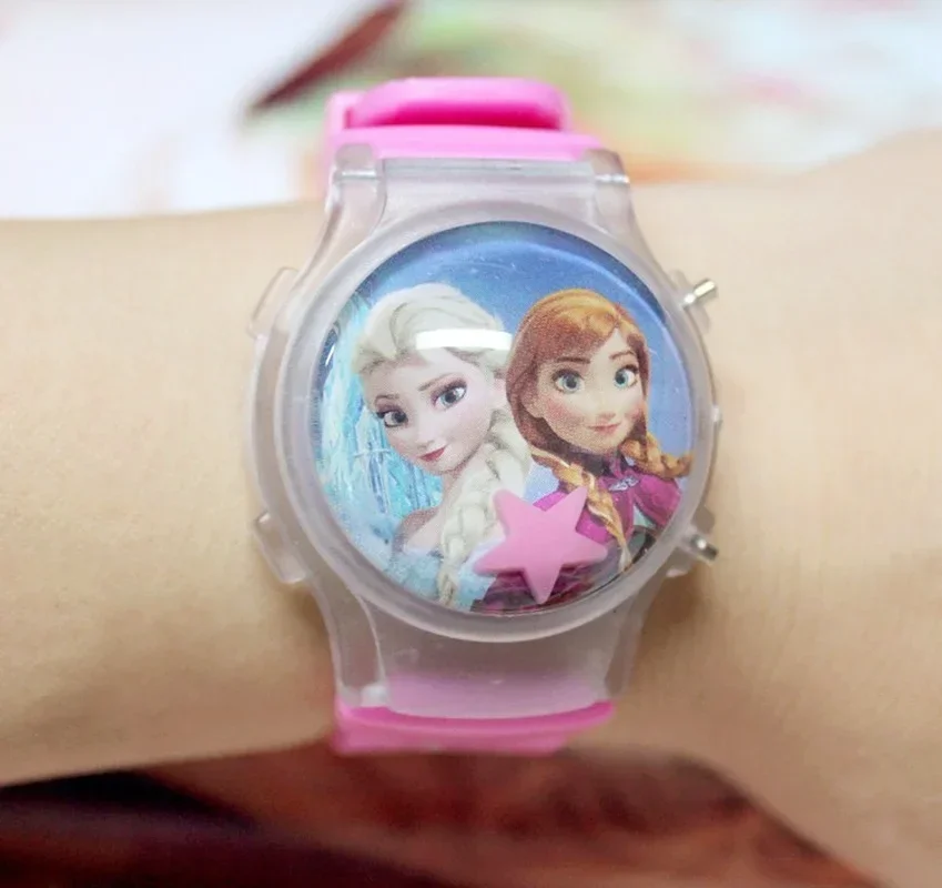 Frozen-reloj Digital de silicona para niños y niñas, cronógrafo de dibujos animados con Flash LED, bonito, regalo