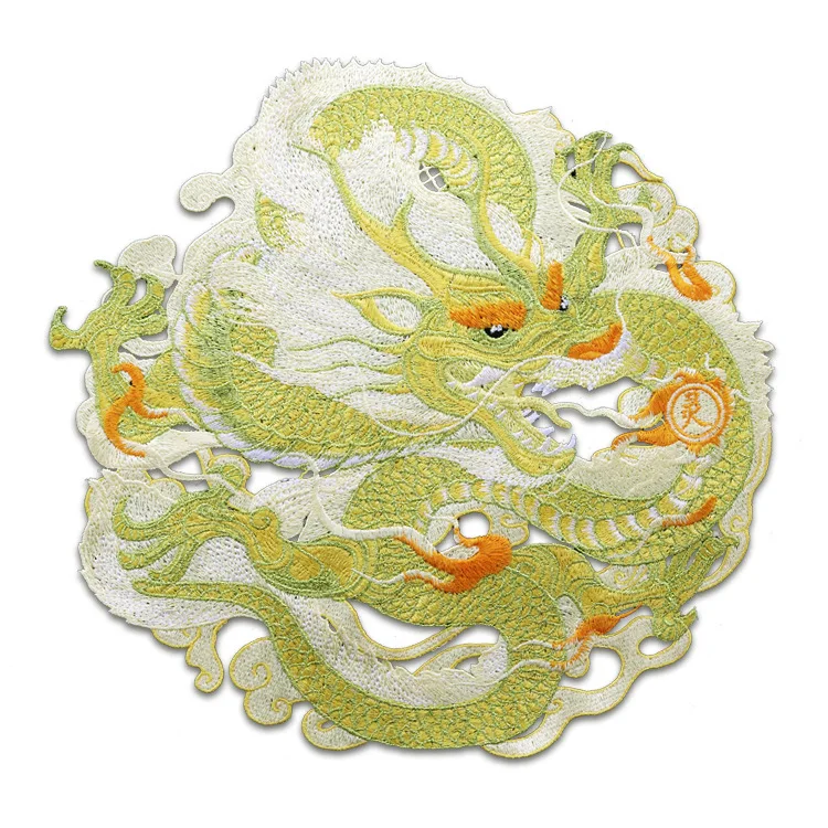 Large Embroidery Golden Dragon Patch Fashion Water-soluble Embroidered Decorative Decals  Handmade Sewing Supplies punk patches