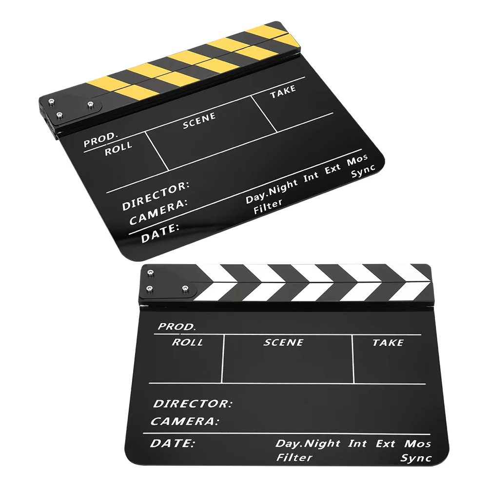 30x25cm Film Clapperboard Acrylic Director Movie Clappers for Role Playing Editing Video Production Camera Photography