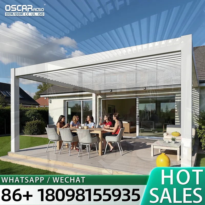 Garden Louvre Bioclimatic Aluminium Outdoor Electric Pergola 3x4 with Adjustable Function and Stylish Design for Backyard Patio