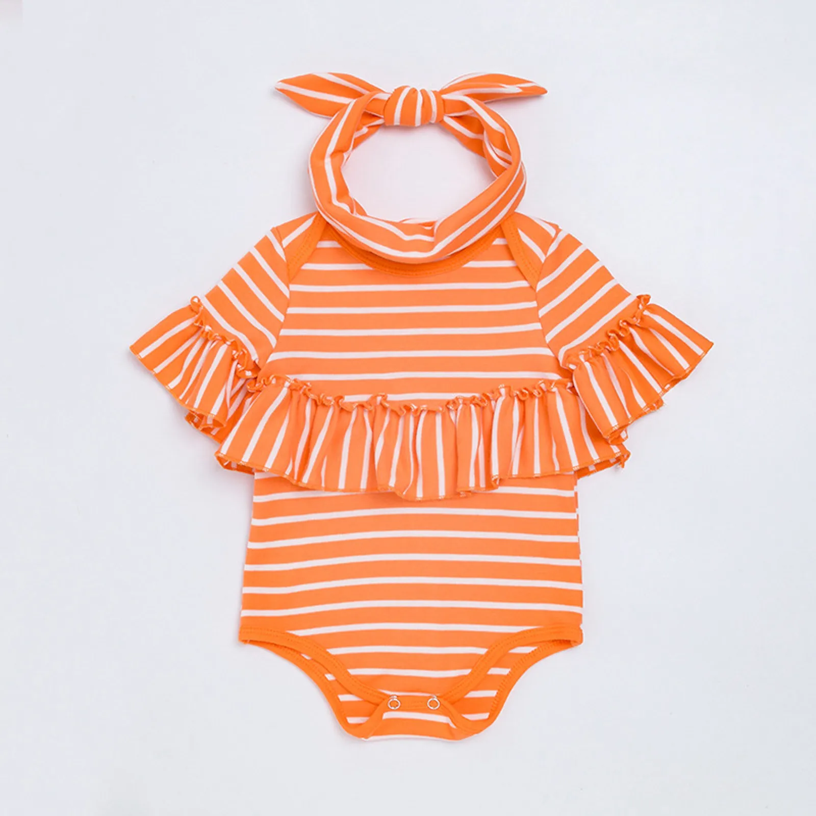 Infant Boys Girls Romper Romper Short Sleeve Ruffles Srtipe Jumpsuit Newborn Bodysuits Clothes Summer Infant Bodysuit 2024 New