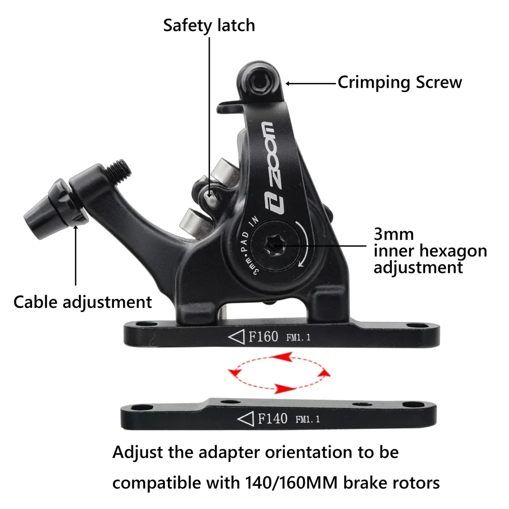 ZOOM HB700 Road Disc Brake Gravel Bike Mechanical disc Flat Mount Caliper Double Piston Bilateral Drive MD-C550 140 160mm