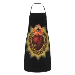 Custom Sacred Heart Of Jesus Bib Apron Women Men Unisex Kitchen Chef Catholic Christian Faith Tablier Cuisine for Cooking Baking