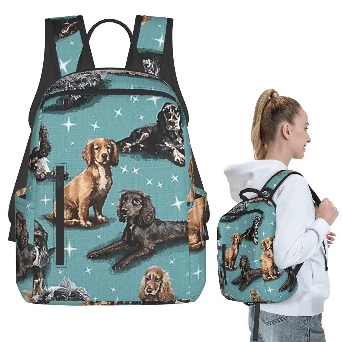 

The Cocker Spaniel Backpack Student BookBag Children School Bag Laptop Shoulder Bags Men Women