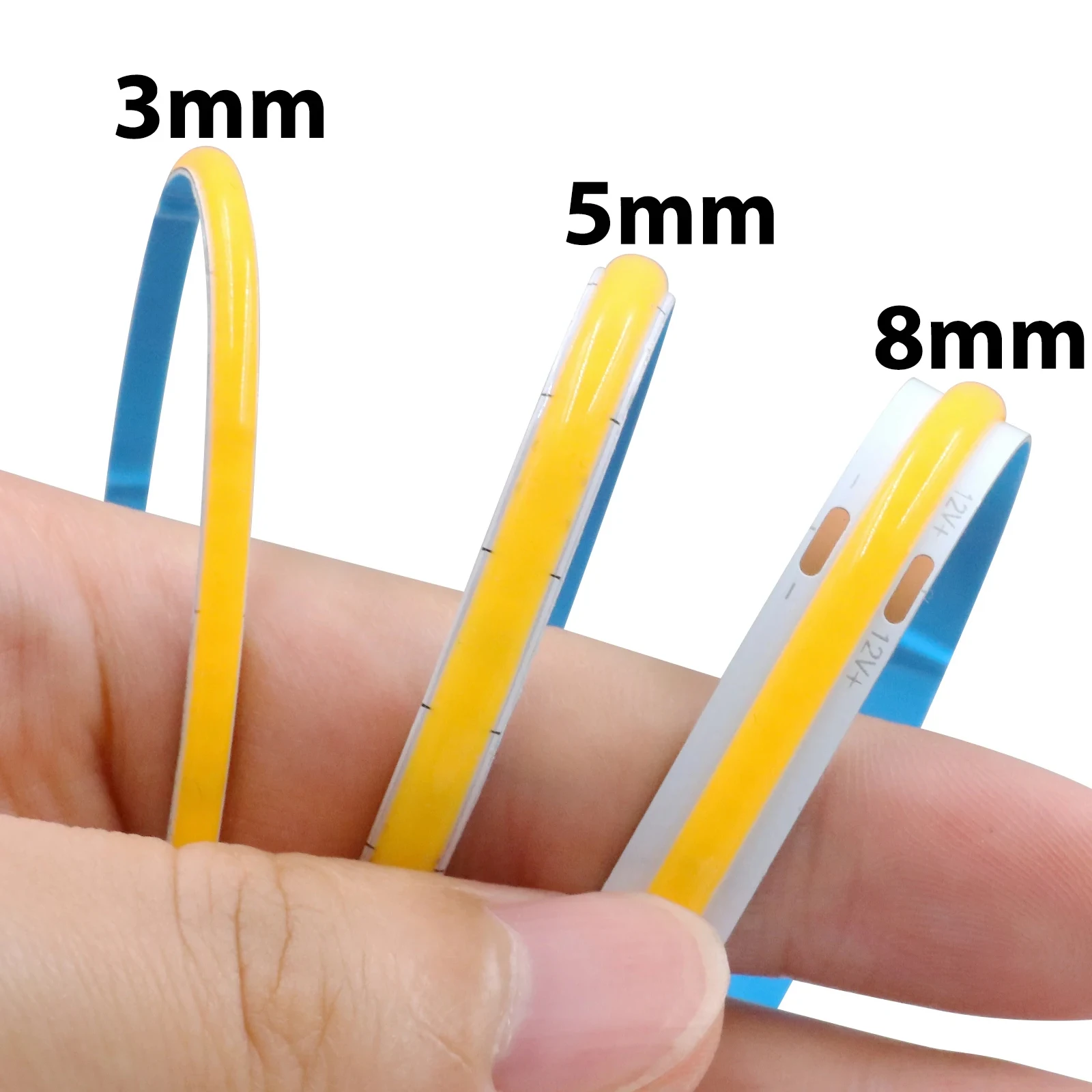 Bande lumineuse LED COB haute densité, barre lumineuse linéaire, DC 12V, 24V, 320, 384, 480, 528 gible/m, bande flexible, 3mm, 5mm, 8mm, PCB COB,