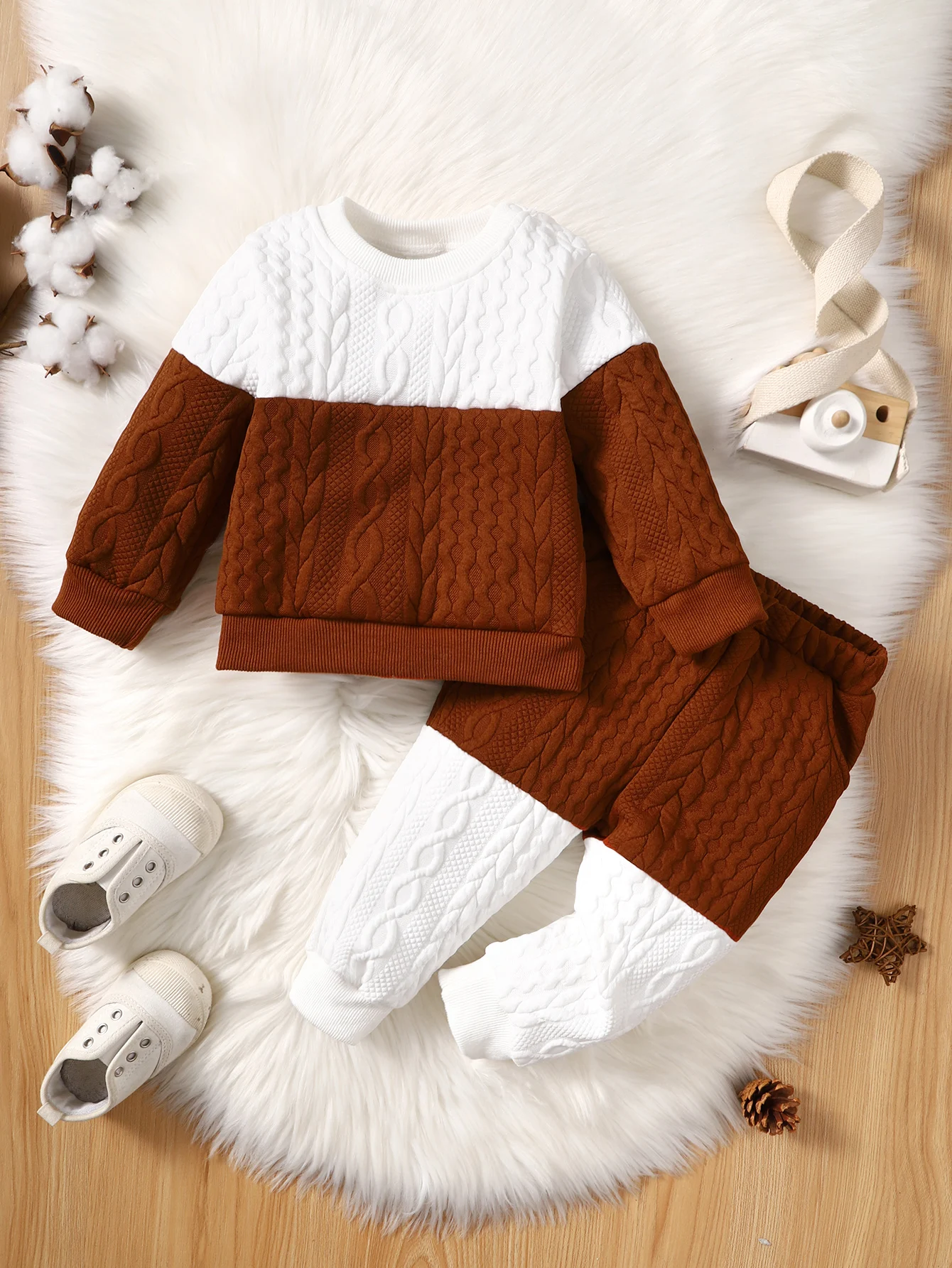 Spring And Autumn Male Baby Fashion Set Long-Sleeved Matching Color Shirt Design Sense Of Elastic Waist Pants For Male Children