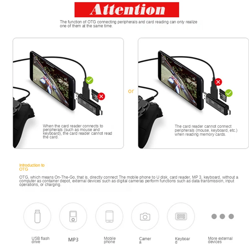 New 5 in 1 Multifunction USB 2.0 Type C USB Micro USB SD TF Memory Card Reader for Android Computer Dock OTG Type C Adapter