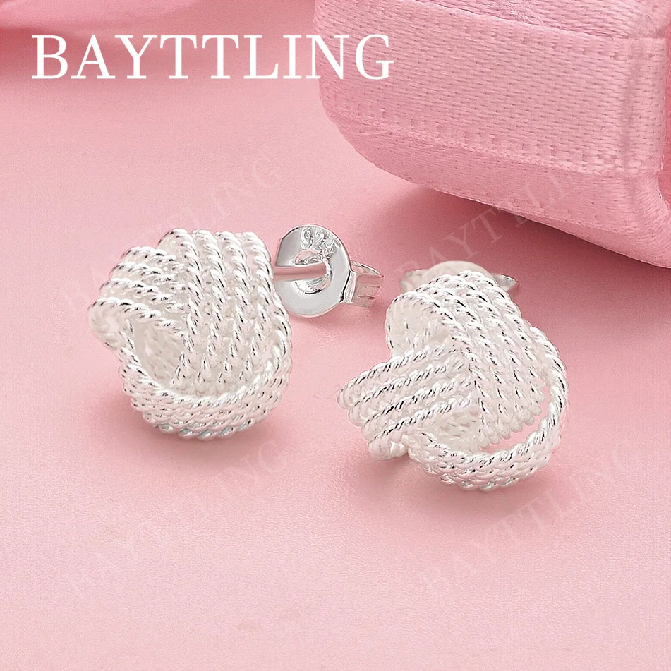 

Charm 925 Sterling Silver Exquisite Braided Knotted Earrings Women's Fashion Party Wedding Accessories Jewelry
