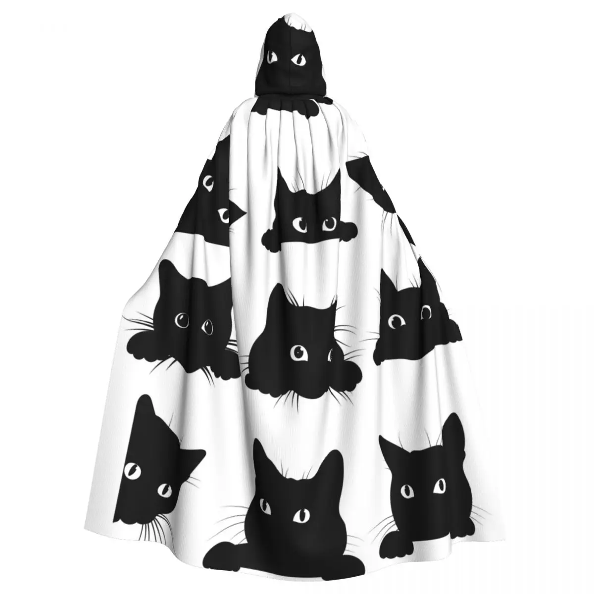 

Black Cats Looking Out Of The Corner Unisex Adult Cloak with Hood Long Witch Costume Cosplay keep warm Water Resistant