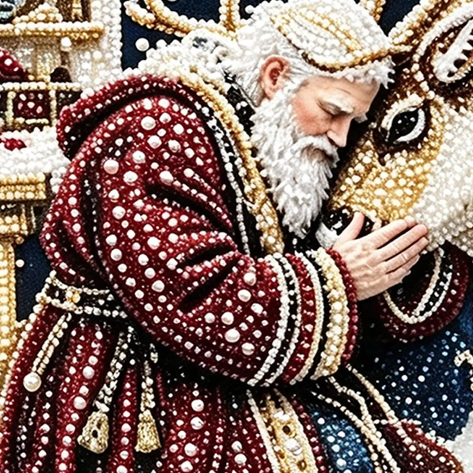 Pearl Painting Kits For Adults Sparkling Winter Festival Wall Decor Christmas Pearl Art Kit For Coffee Shop Fireplace Party - view 5
