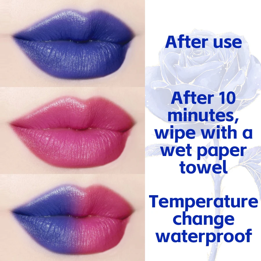 Rouge à lèvres rose à changement de couleur, 1 pièce, imperméable, maquillage féminin, teinte sexy, brillant à lèvres, cosmétiques, cadeaux, professionnel