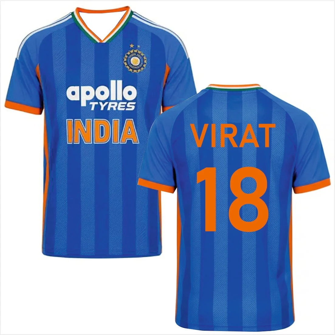 2026 New India National Cricket Jersey Virat 18 Front & Back Print Family Matching T-shirt Suitable for Daily and Training Wear