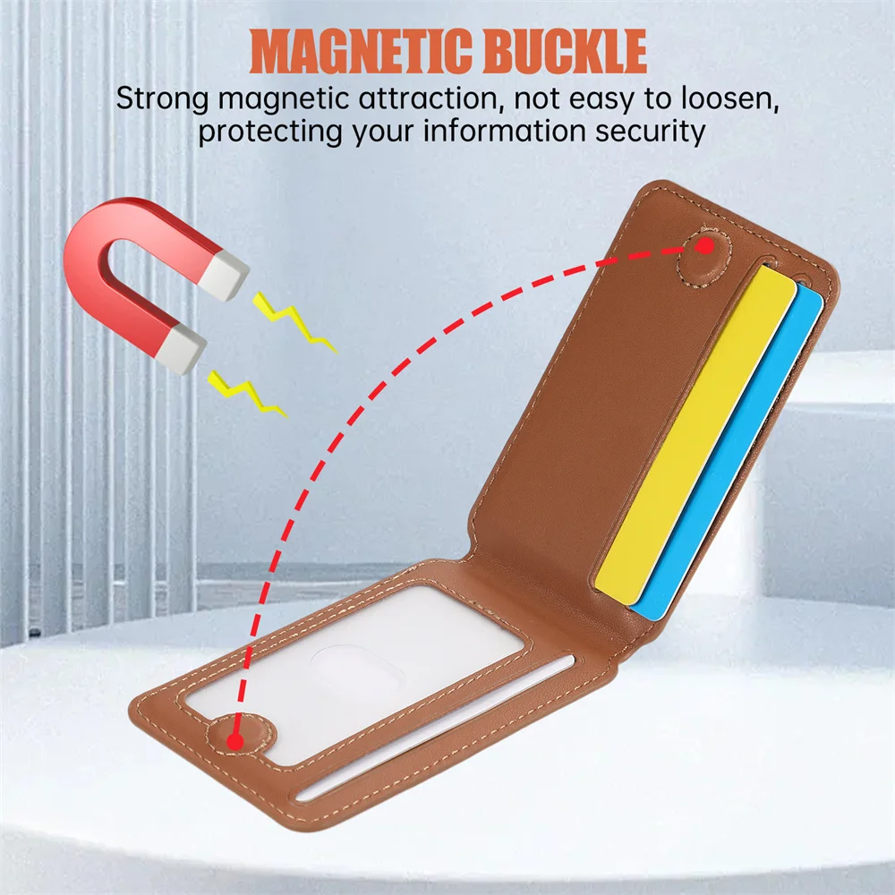 접이식 마그네틱 가죽 슬롯 카드홀더 지갑 케이스, 아이폰 15, 16 프로 맥스, 14 플러스, 13, 12 커버 액세서리, 맥세이프 자석 포함