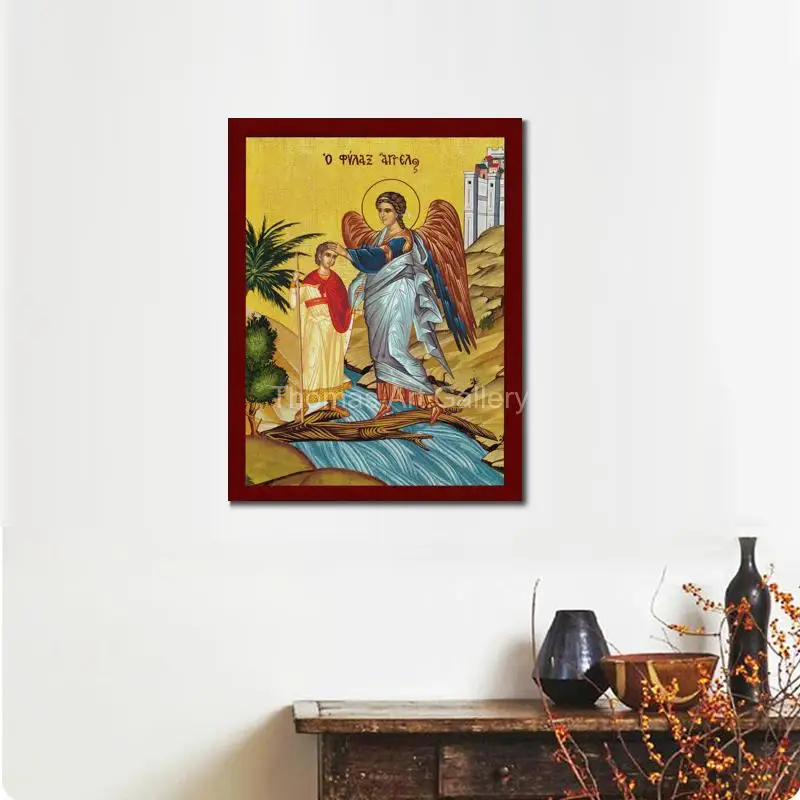 Greek Orthodox Archangels Michael and Gabriel Icon HD Canvas Print Large Byzantine Art for Christian Living Room Wall Decor