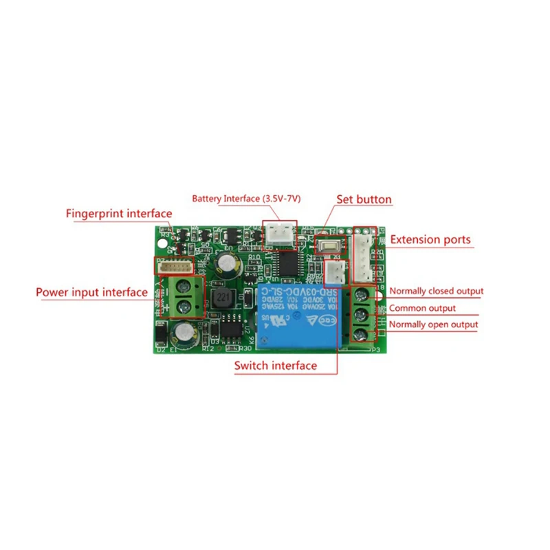 Access Control Fingerprint Control Board 7-30V Fingerprint Identification Module DIY Relay Door Lock Controller