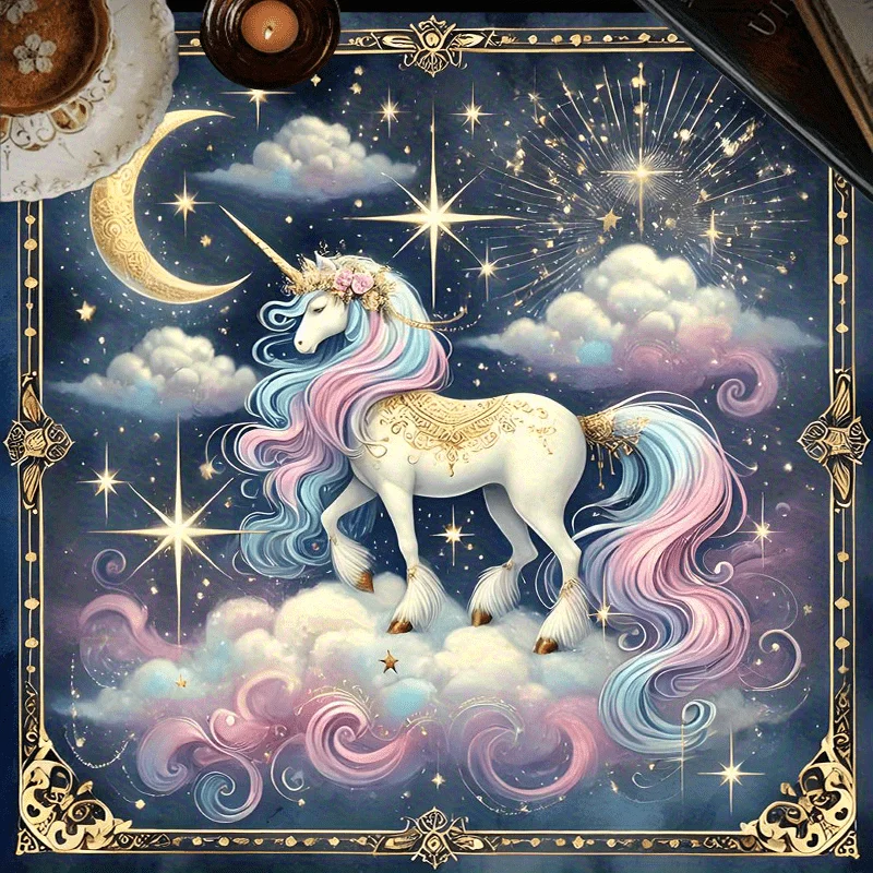 

Polyester Tarot Tablecloth Bohemian Starry Sky Design Zodiac Floral Mystical Astrology Divination Cloth Home Kitchen Party Witch