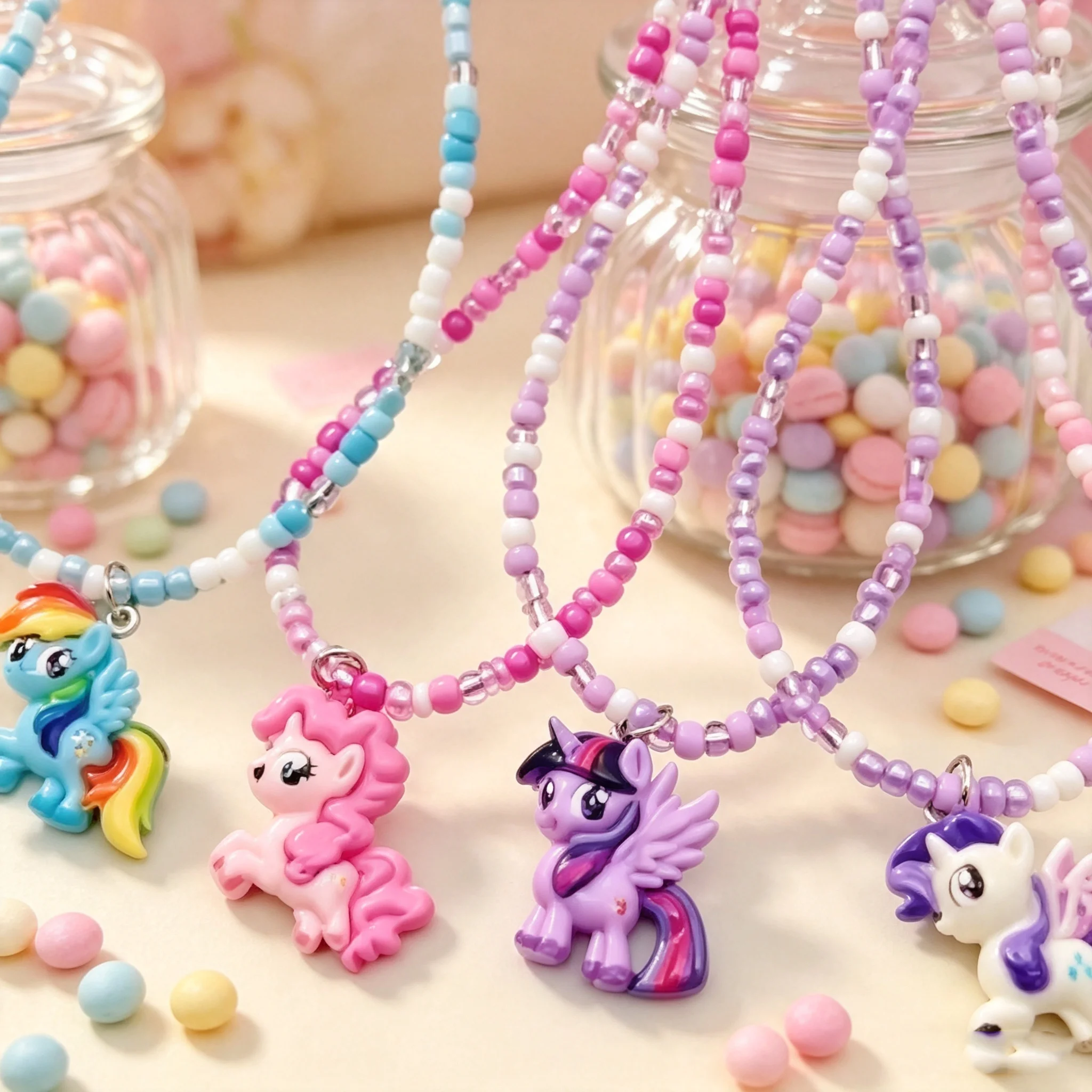 1 pc Cute Cartoon Colorful Bead Necklace - Character Pendant. Creative Gift for Thanksgiving, Christmas, Birthday, and Halloween view 2