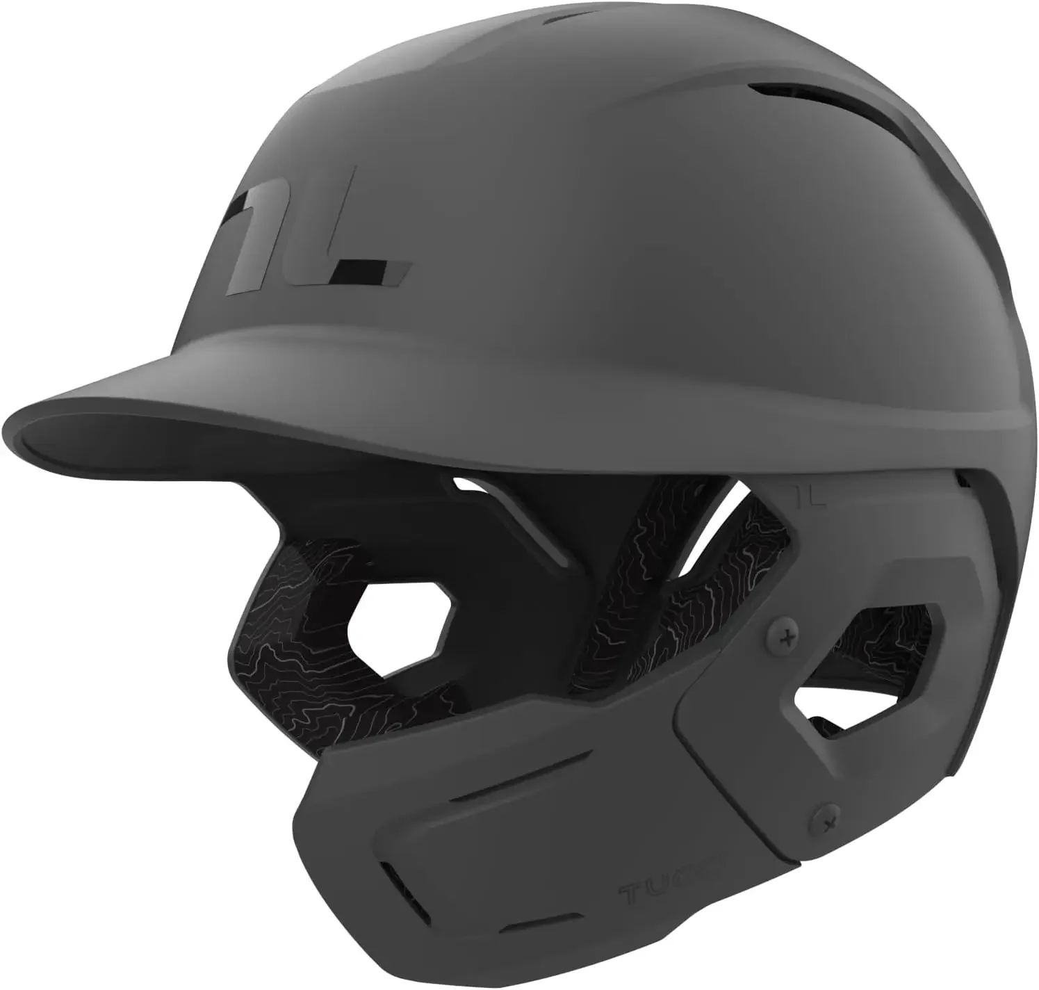 Batting Helmet with Jaw Flap, L/XL, Matte Gray, Right-Handed Hitter