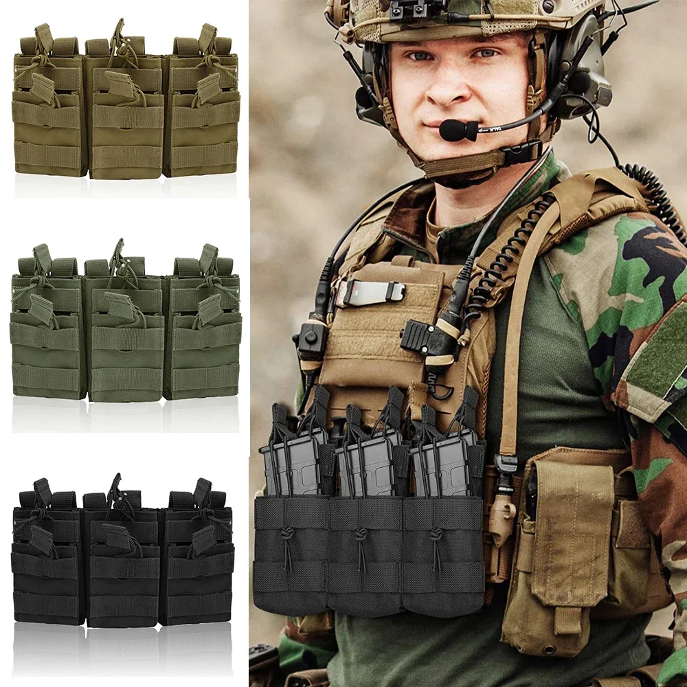 1PC Molle Pouch Triple Magazine Pouch Double-Layer Mag Pouches Universal Cartridge Holder M4 M14 M16 AK AR Gun Accessories