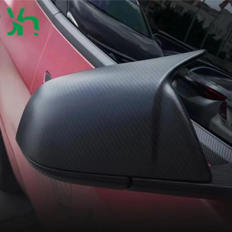 เหมาะสำหรับรถยนต์เทสล่า ชุดฝาครอบกระจกมองข้างคาร์บอนไฟเบอร์ ป้องกันภายนอก ผิวด้าน 2 ชิ้น