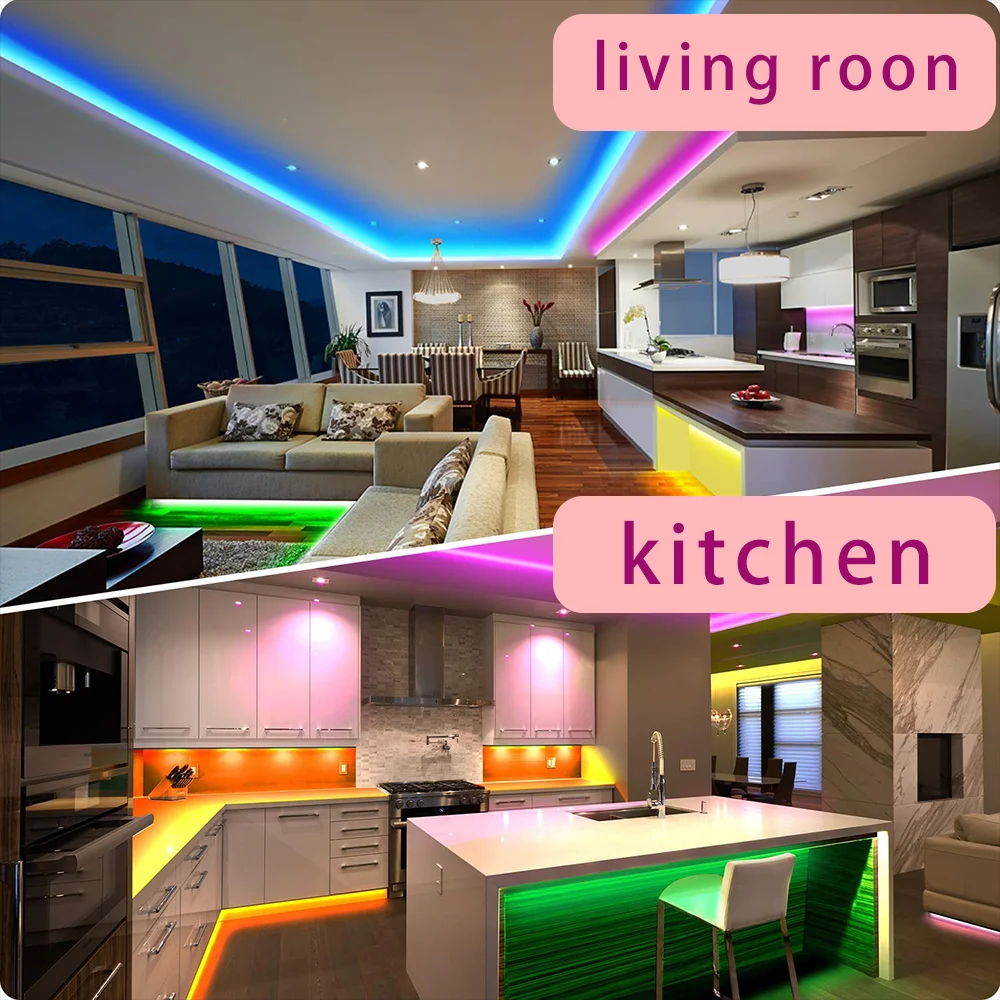 1PC LED strip light, professional 5050RGB SMD technology, with APP+44 keys remote control, suitable for indoor lighting.