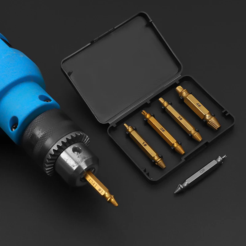 Extractor Broken Screw Extractor เจาะไทเทเนียมคู่หัวสกรูและ Bolt Extractor เครื่องมือหักลวดซ่อมเครื่องมือ