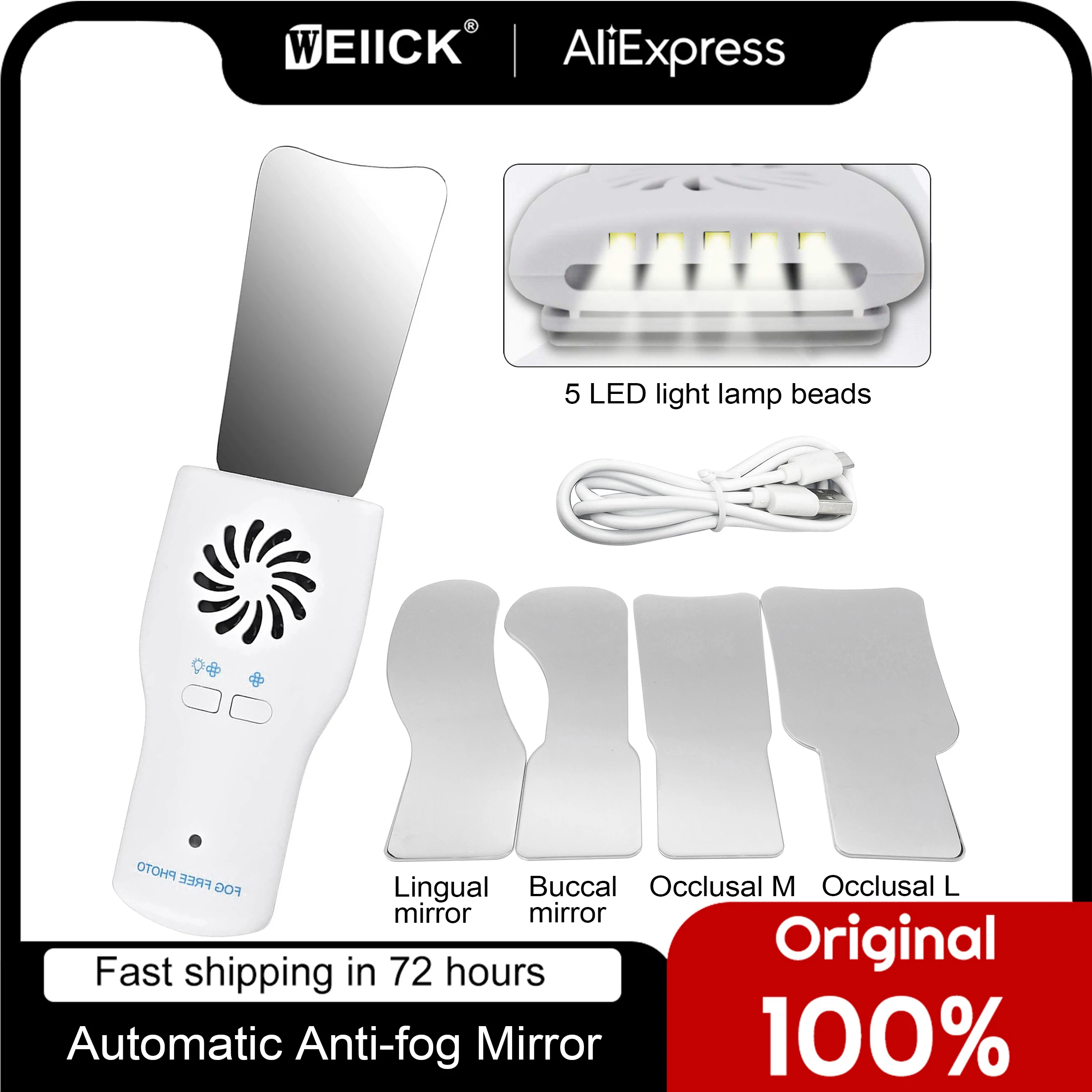 WellCK Dental automatyczne lustro przeciwmgielne do ustnego reflektor do zdjęć Defog Mirror ortodontyczne policzkowe Occlusal językowe materiały stomatologiczne
