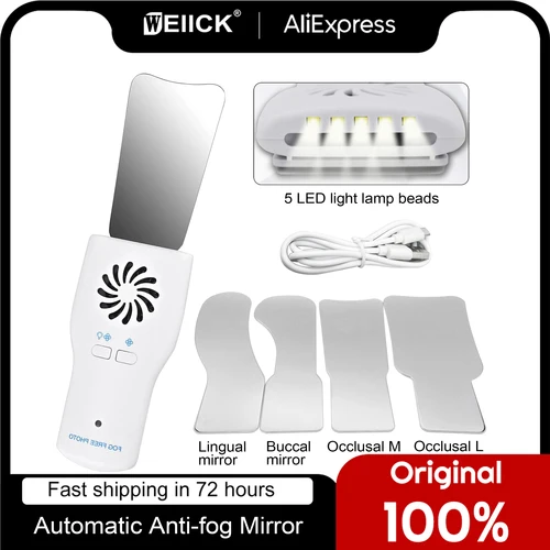 WellCK Espejo Antiniebla Automático Dental para Fotografía Oral, Reflector, Espejo para Ortodoncia Bucal Oclusal, Suministros Dentales Linguales