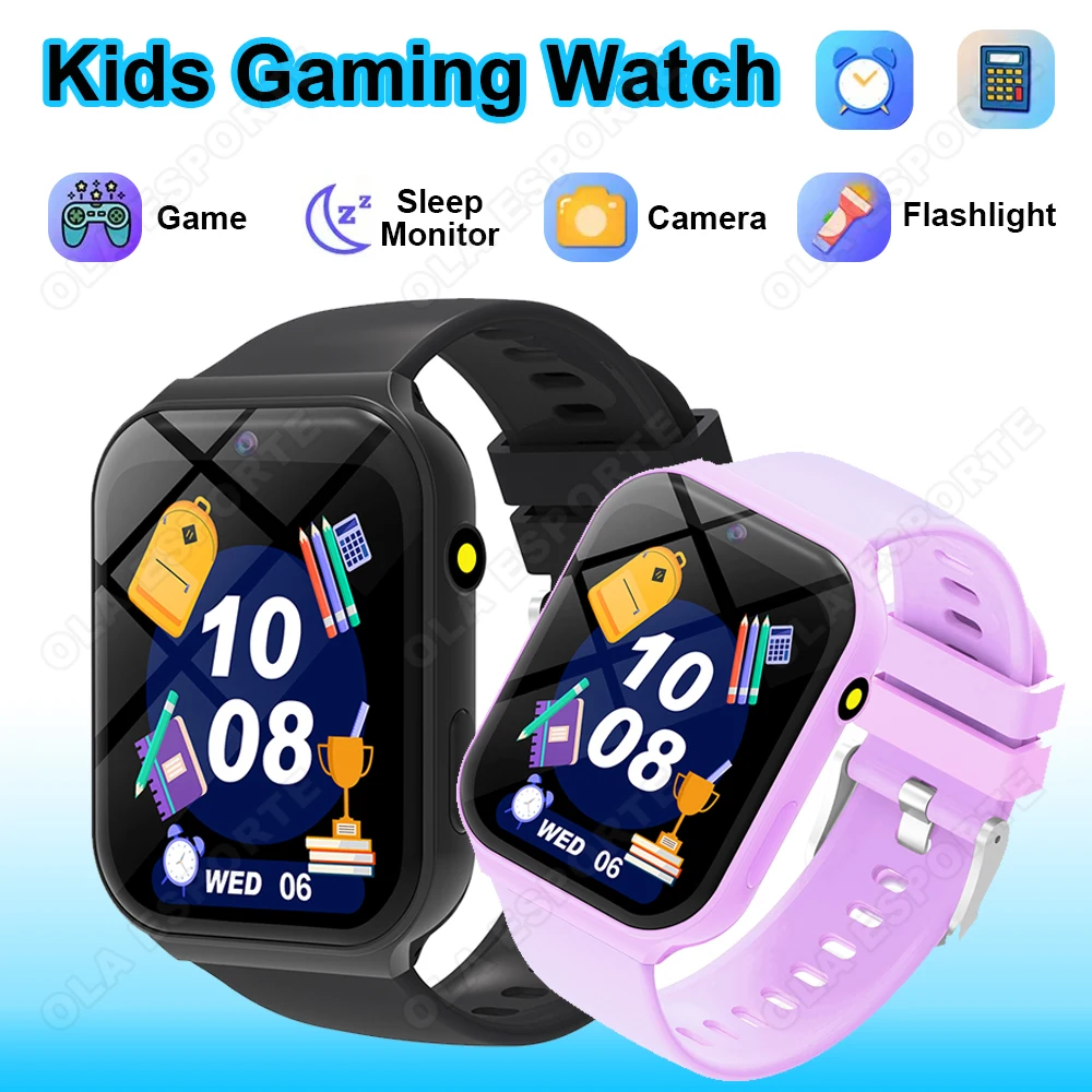 

Kids Smart Watch18 Games Calculator HD Camera Flashlight Pedometer Sleep Monitoring Children's Smartwatch High-Capacity Battery
