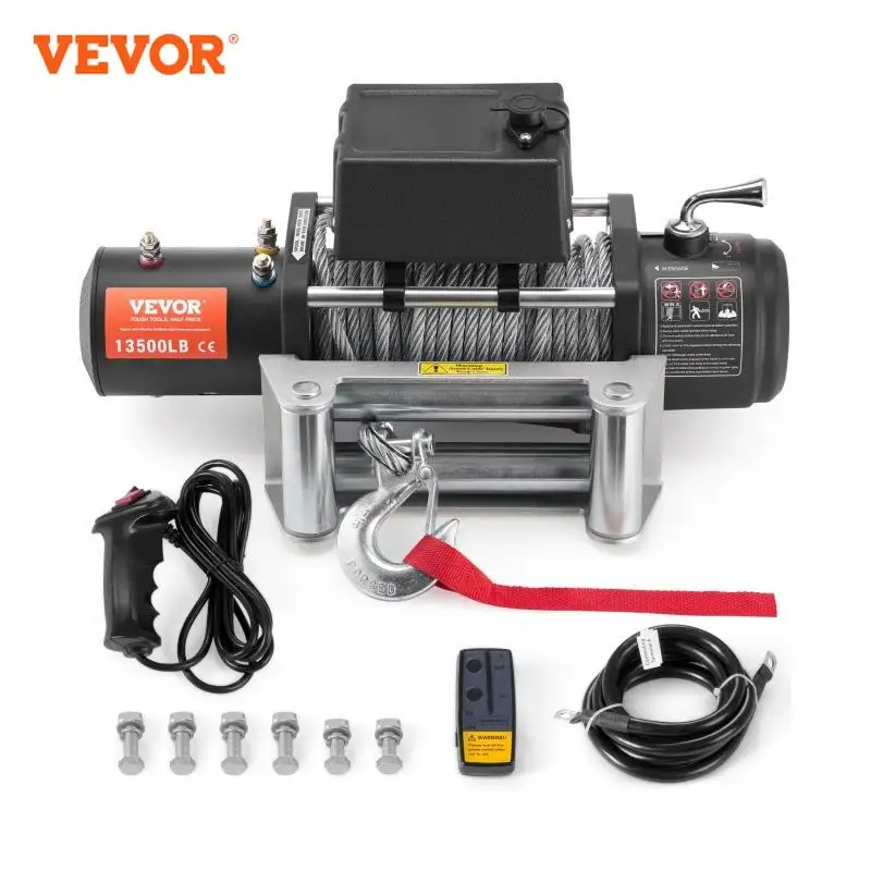 VEVOR 13500lbs Electric Winch 12V DC Truck Winch with 80 ft Steel Cable Wireless & Wired Remote Control for Towing Off-Road SUV