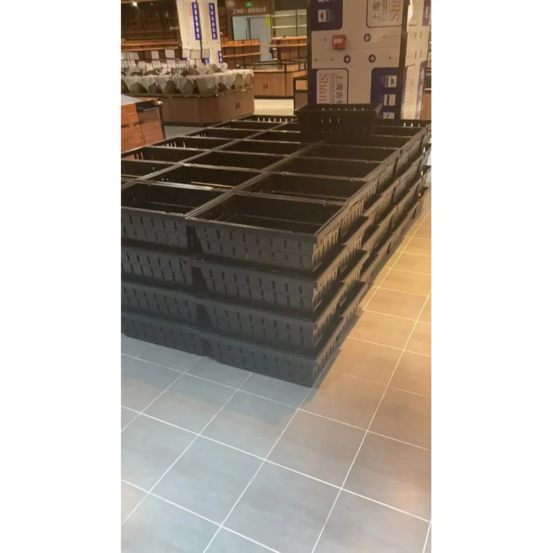 [Op Maat] Zware Plastic Groente-En Fruitmanden Tentoongesteld In De Supermarkt