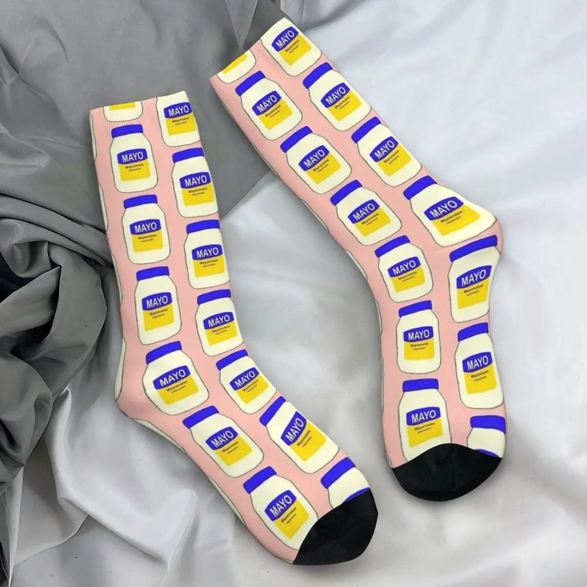 Mayonnaise Socks Salad Dressing Casual Stockings Adults Men Soft Breathable Running Socks Autumn Graphic Non Slip Socks