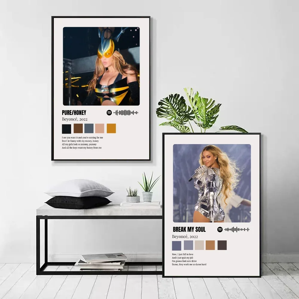 1pc Beyonce All Music Album Renaissance Cowboy Poster Self-adhesive Art Waterproof Paper Sticker Wall Decor