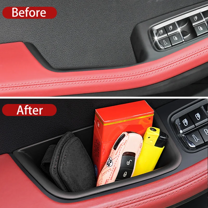 For Porsche Macan 2014-2024 Car Organizer Door Handle Storage Box Front Rear Door Armrest Protector Key Phone Holder Accessories