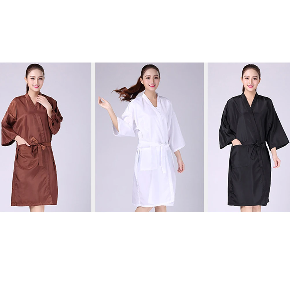 

1pc Beauty Salon Gown Hairdressing Apron Waterproof Spa Robe For Hair Treatment Comfortable Breathable Guest Wear Silver Grey