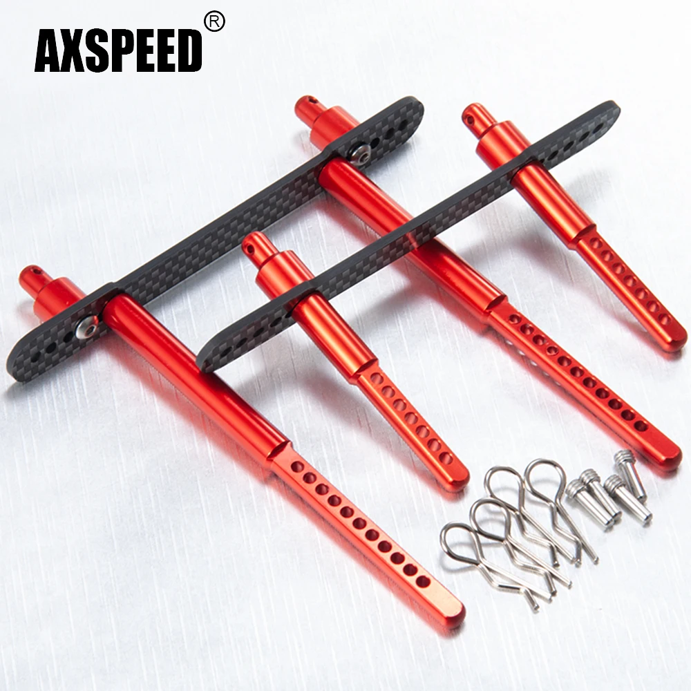 AXSPEED Aluminum Front / Rear Body Post Mounts Car Shell Column with Clip for Axial SCX10 II 90046 1/10 RC Crawler Car Parts