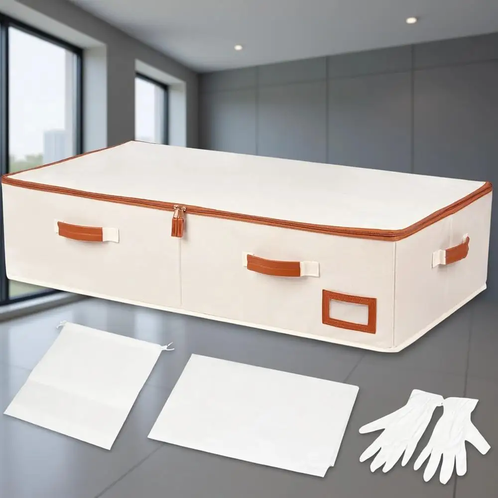 

Большая коробка для хранения свадебных платьев с бескислотной бумагой, пылезащитным чехлом и перчатками из микрофибры для платьев и ценных вещей