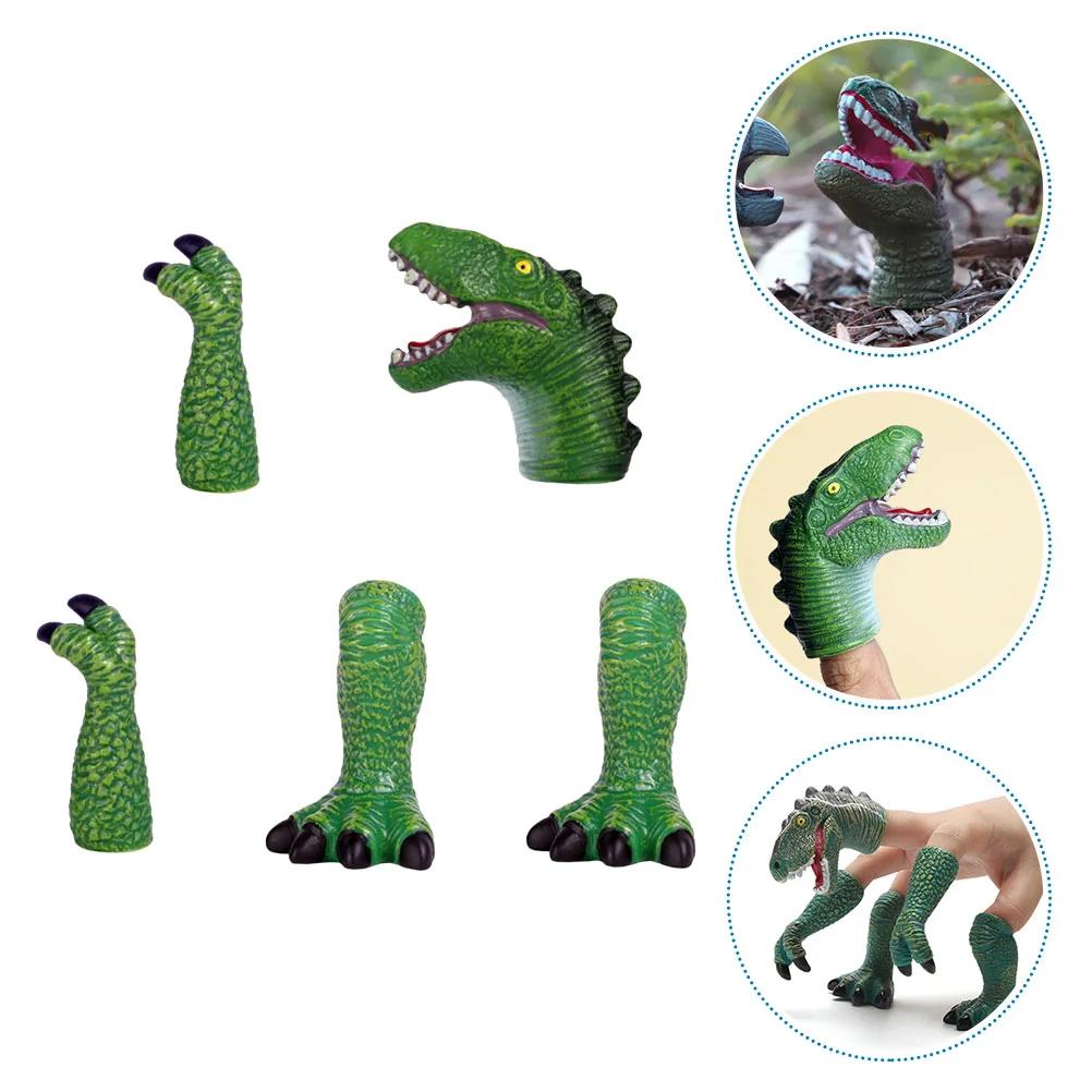 Puppet Dinosaur Hand Toy Finger Toddlers with Feet Animal Puppets Talking Story Green Parent-child